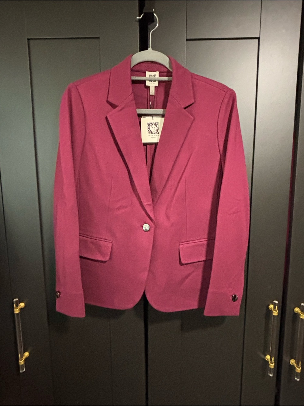 Anne Klein Magenta Single-Button Blazer